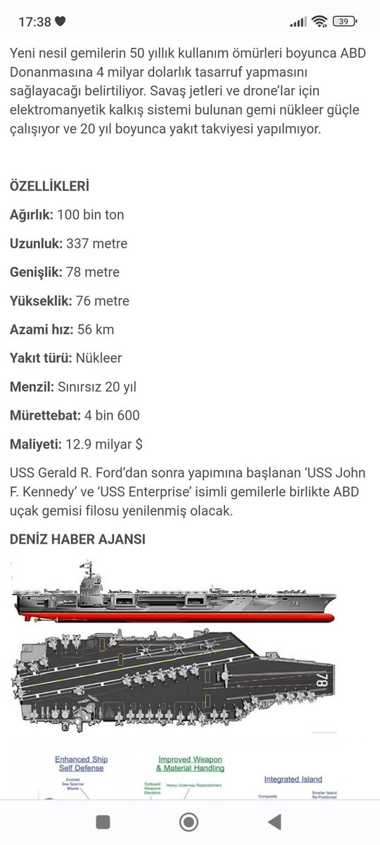 Savunma Sanayi Dergilik:
TCG Anadolu bir Uçak gemisi degildir.
Gerçek bir uçak gemisinin özelliği sagdaki gibidir.