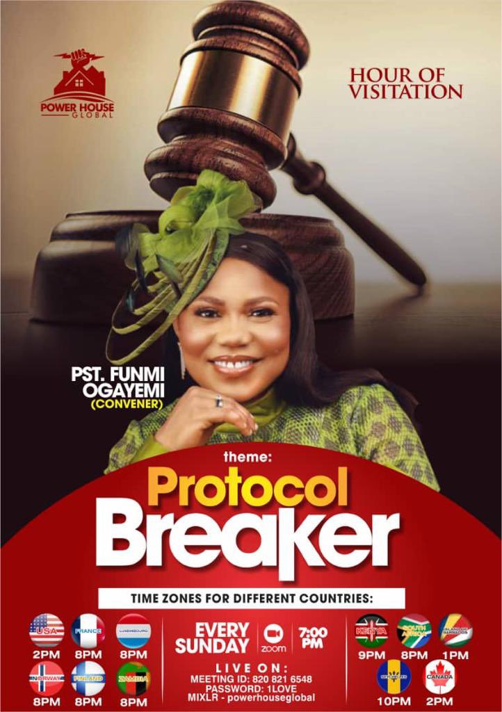 powerhouseglob's tweet image. Join us at another hour visitation with the theme &apos;Protocol Breaker&apos;. 

Come witness how God defies expectations, shatters boundaries, and redefines possibilities. Don&apos;t miss this awe-inspiring celebration of God&apos;s limitless power and grace. 

#FaithUnleashed #GodIsInnovative