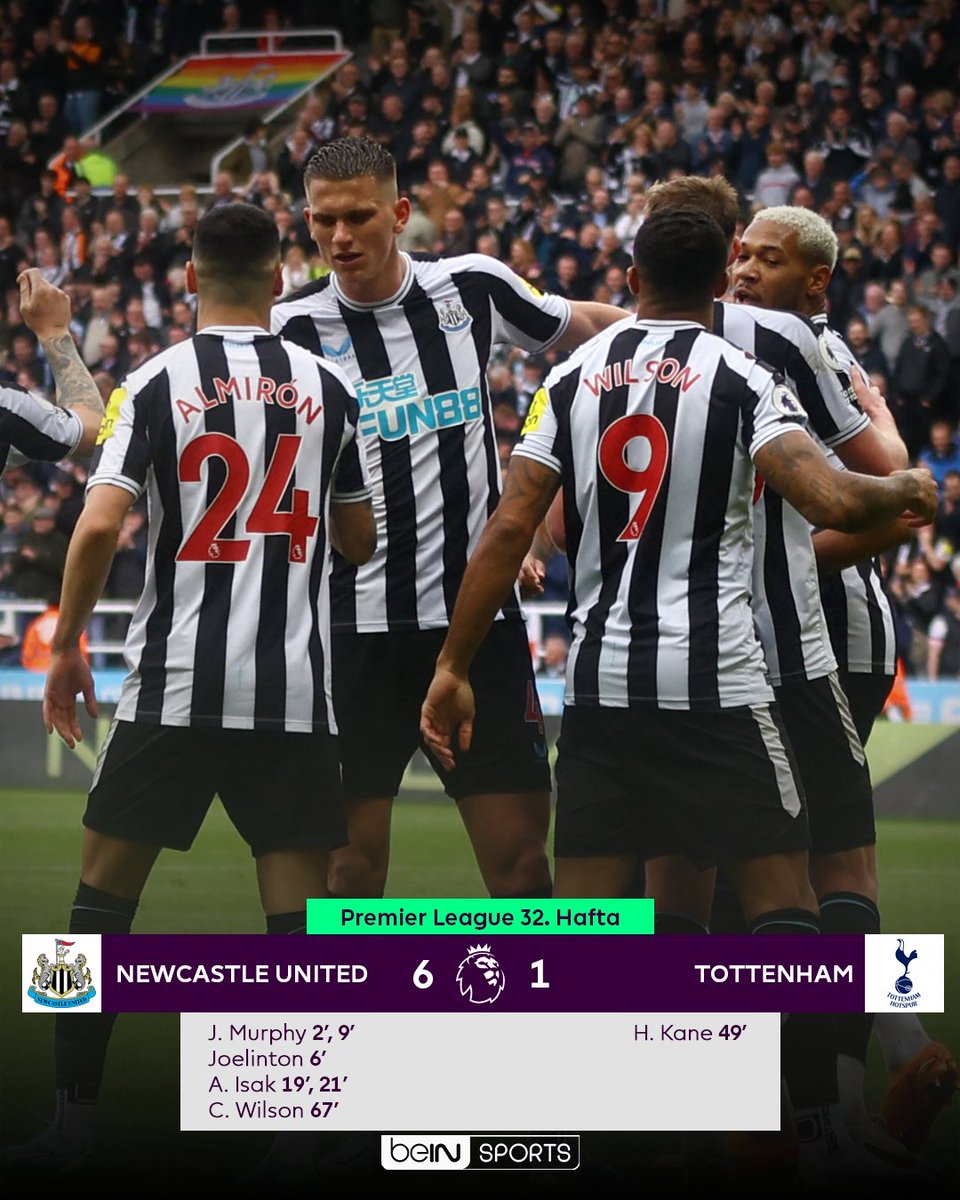 beINSPORTS_TR's tweet photo. 🔥 Newcastle United, Şampiyonlar Ligi yolunda şov yaptı! #PL

⚫ Newcastle United 6-1 Tottenham ⚪ | #NEWvTOT https://t.co/8OZFelUNfQ