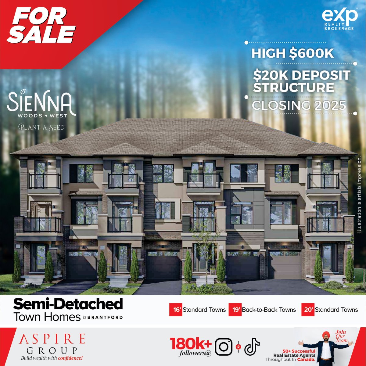 Semi-Detached Townhomes, closing 2025, $ 20K deposit structure, starting from low $600k in the heart of Brantford. 
#preconstruction #realestate #brantford #toronto #mississauga #canada  #realestate  #love #dhesirealestate #brantfordrealestate #aspiregroupexp