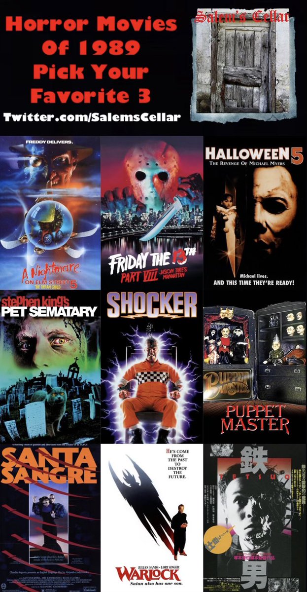 #iWantToPlayAGame  💚                      

Pick 3 of the below from 1989 🖤🔪  #scifi #movies #FilmTwitter #Monday #HorrorCommunity #HorrorGames #HorrorMovies #sundayvibes