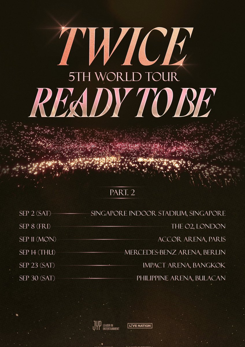 TWICE 5TH WORLD TOUR
‘READY TO BE’

2023 TOUR ANNOUNCEMENT PART.2