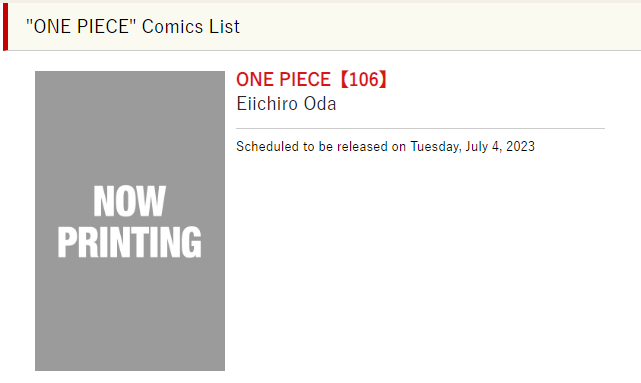 OROJAPAN on X: #ONEPIECE Volume 106 will be released on July 4, 2023.   / X
