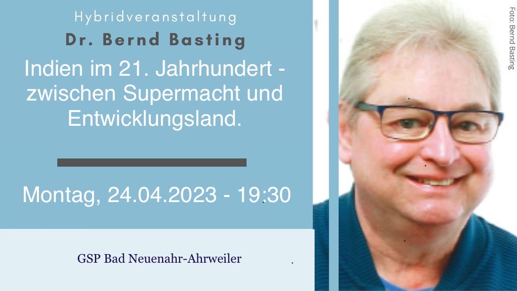 Als guter bayerischer Metzger habe ich die Werbung einer vergangenen Veranstaltung der ⁦<a href="/JGSP_Bonn/">JungeGSP-Bonn</a>⁩ einfach umetikettiert. Schmeckt trotzdem noch. Bei der ⁦<a href="/GSPSipo/">Gesellschaft für Sicherheitspolitik e.V. (GSP)</a>⁩ Neuenahr trägt Dr. Basting zum Thema Indien vor. Wann? Morgen. Anmeldung: gsp-sipo.de/organisation/l…