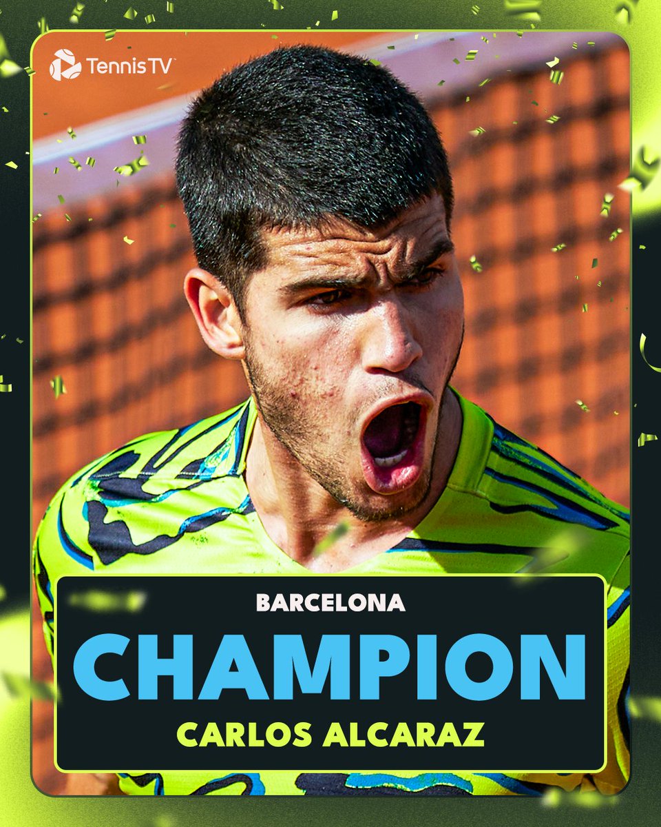 AlcaraRazzmatazz 💃 🪩

<a href="/carlosalcaraz/">Carlos Alcaraz</a> defeats Tsitsipas 6-3 6-4 to defend his Barcelona title!

#BCNOpenBS