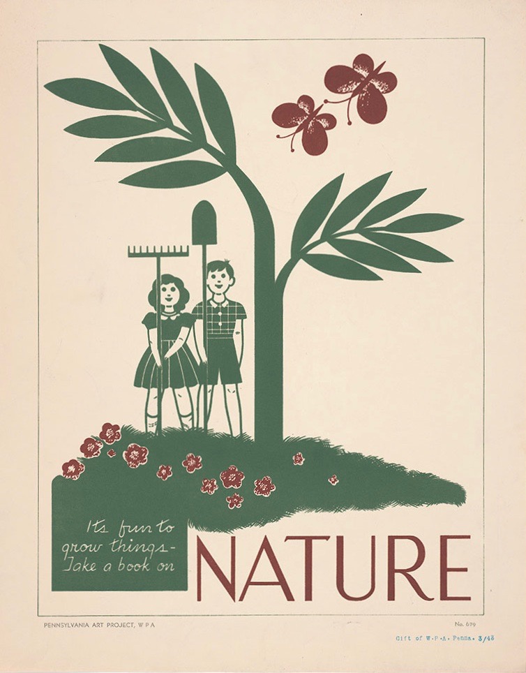LRonLacy's tweet photo. #WorldBookDay #TheNewDeal and #reading #books
‘It’s fun to grow things’ Take a Book on Nature. Color silkscreen print. Pennsylvania #FederalArtProject, #WPA No. 679. Ca. 1940. #FreeLibraryofPhiladelphia, Print and Picture Collection. https://t.co/98vEAkWbo6