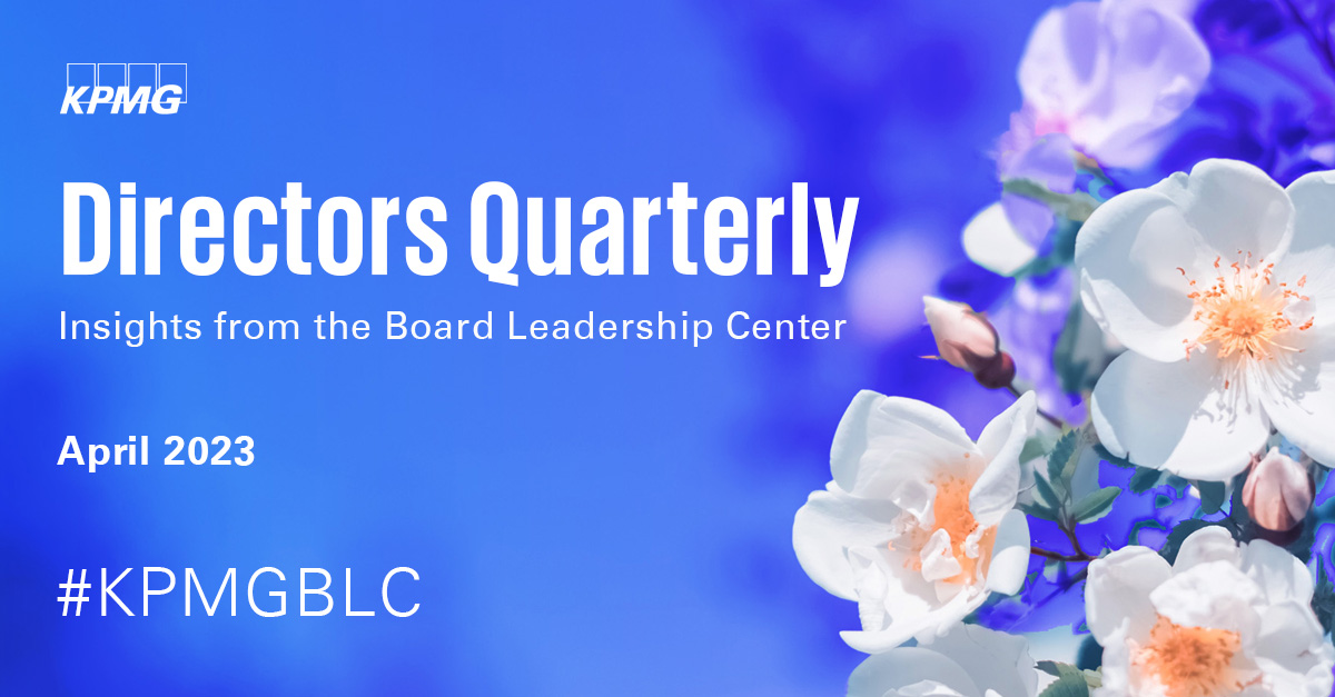 KPMG_US: The latest edition of Directors Quarterly from the #KPMGBLC includes articles on the rapid advancements in #AI and implications for #boardsofdirectors, developments in #quantum computing and cyber encryption, and more. Read the insights now. …