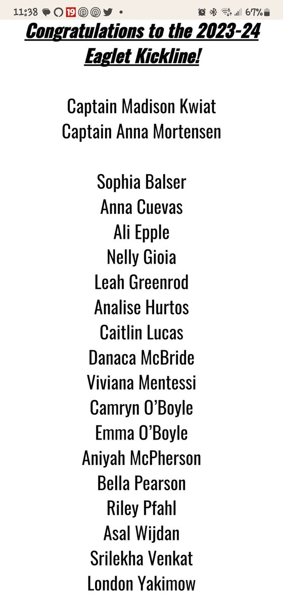 CONGRATULATIONS TO THE 23-24 EAGLET KICKLINE!  <a href="/FlagNohs/">NOHSEagletFlagTeam</a> <a href="/NOCSEagles/">NorthOlmstedSchools</a> <a href="/NOEagles/">North Olmsted Eagles</a> <a href="/Brand_Dave/">Dave Brand</a> <a href="/OstrowskiNoelle/">Ms_NOstrowski</a>