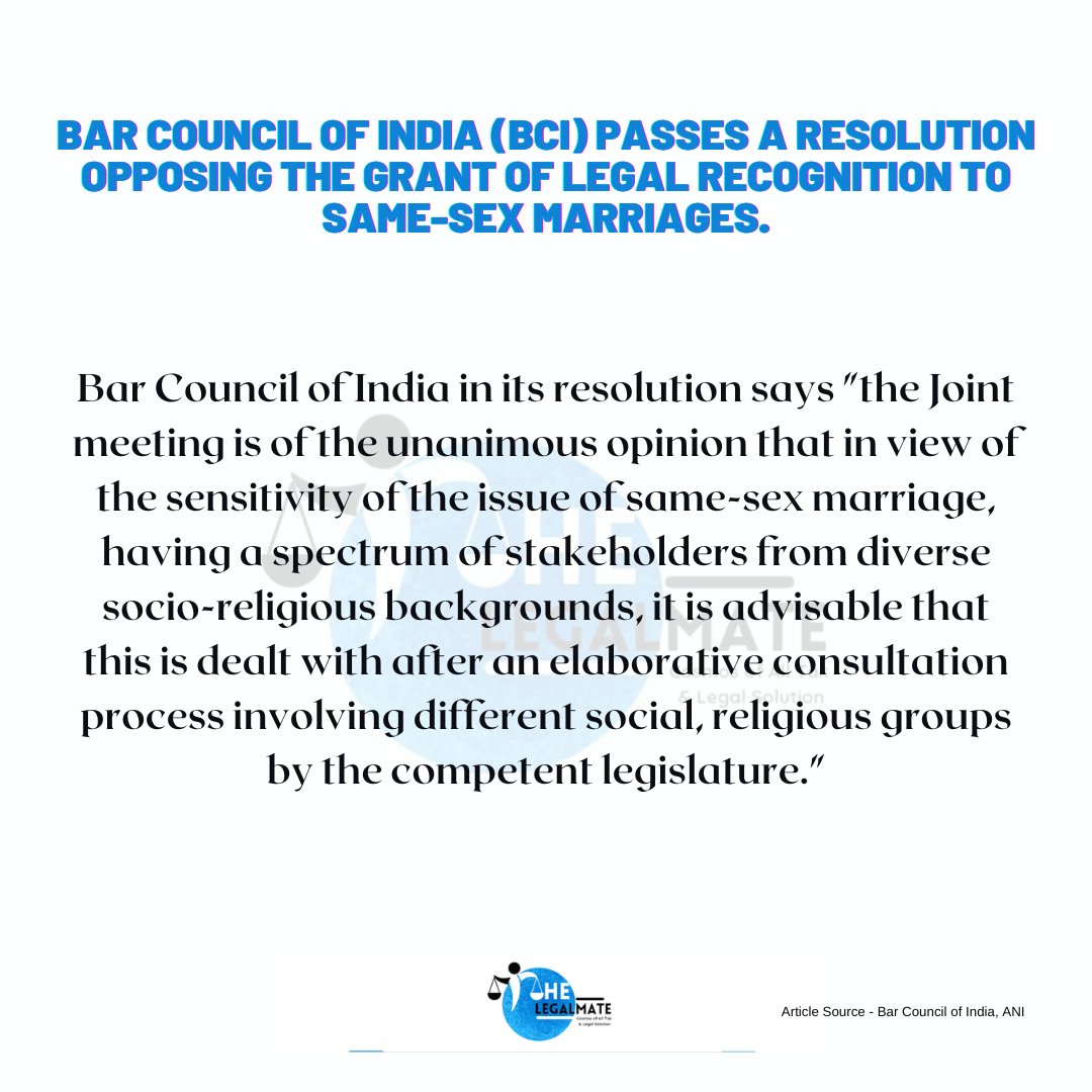 thelegalmate's tweet photo. #Legal_Update 
#SameGenderMarriage #BCI https://t.co/N13y7n4fCi