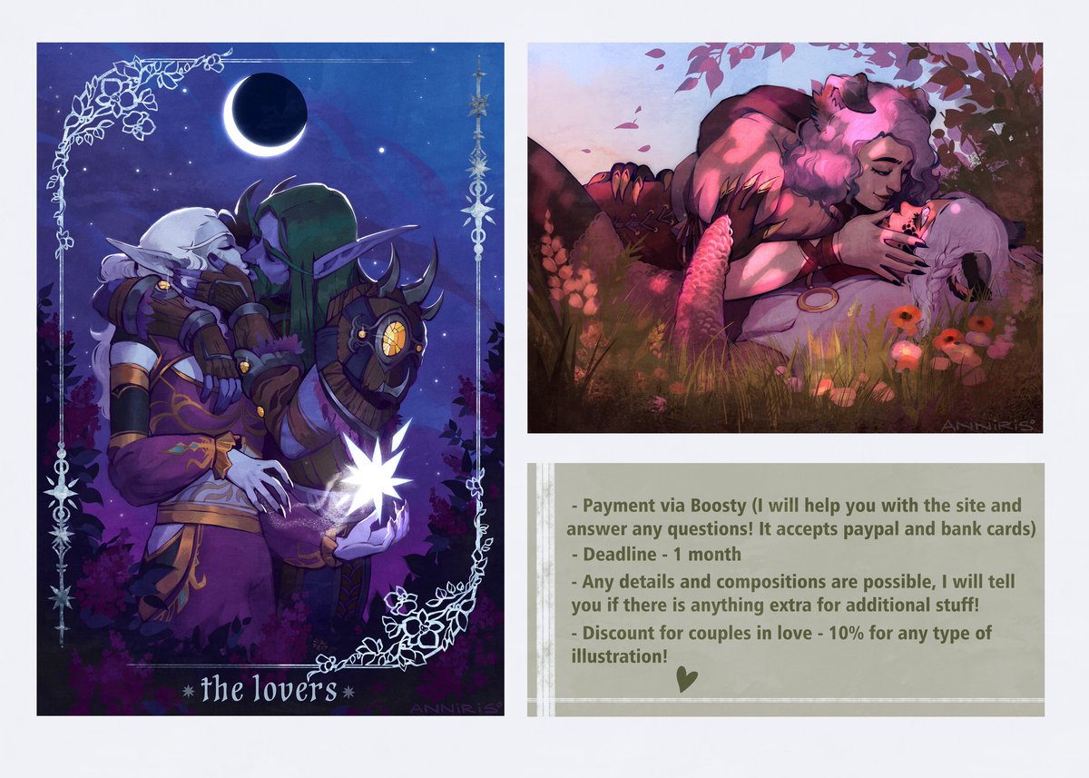 Hi! Commissions  are open! 
I want to try a new format for me - I've made a small form for you to use - it's under this post. Feel free to contact me via dm for any questions. 🌠
No slot limits for this, but for you to know - I'm making about 5-8 comms per month.