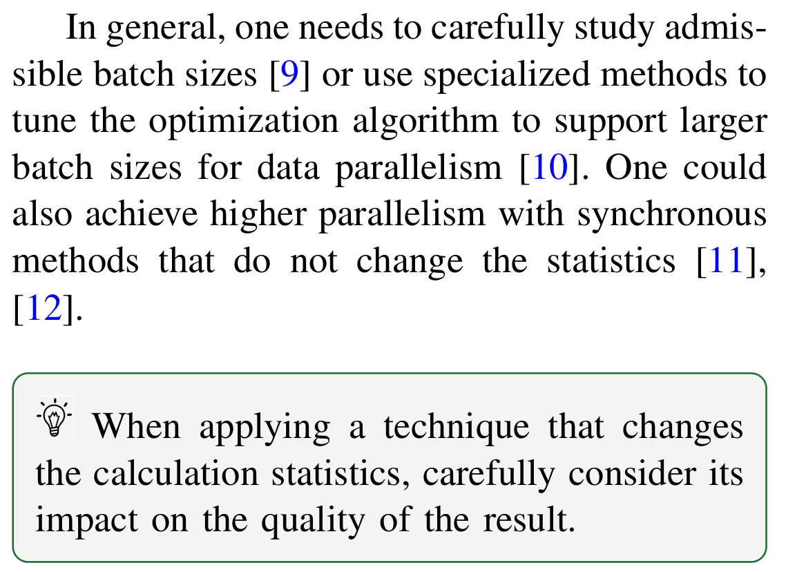 thoefler's tweet photo. #DataScience #HPC #12ways 1: Scale computations at all cost!
Ignore the tradeoff between performance and accuracy when choosing minibatch sizes or pipeline parallelism :-)!
https://t.co/PE0xSqEfK9
The tradeoff between convergence and minibatch sizes is complex.
@acmrep #AI https://t.co/WTFYlUkSwc