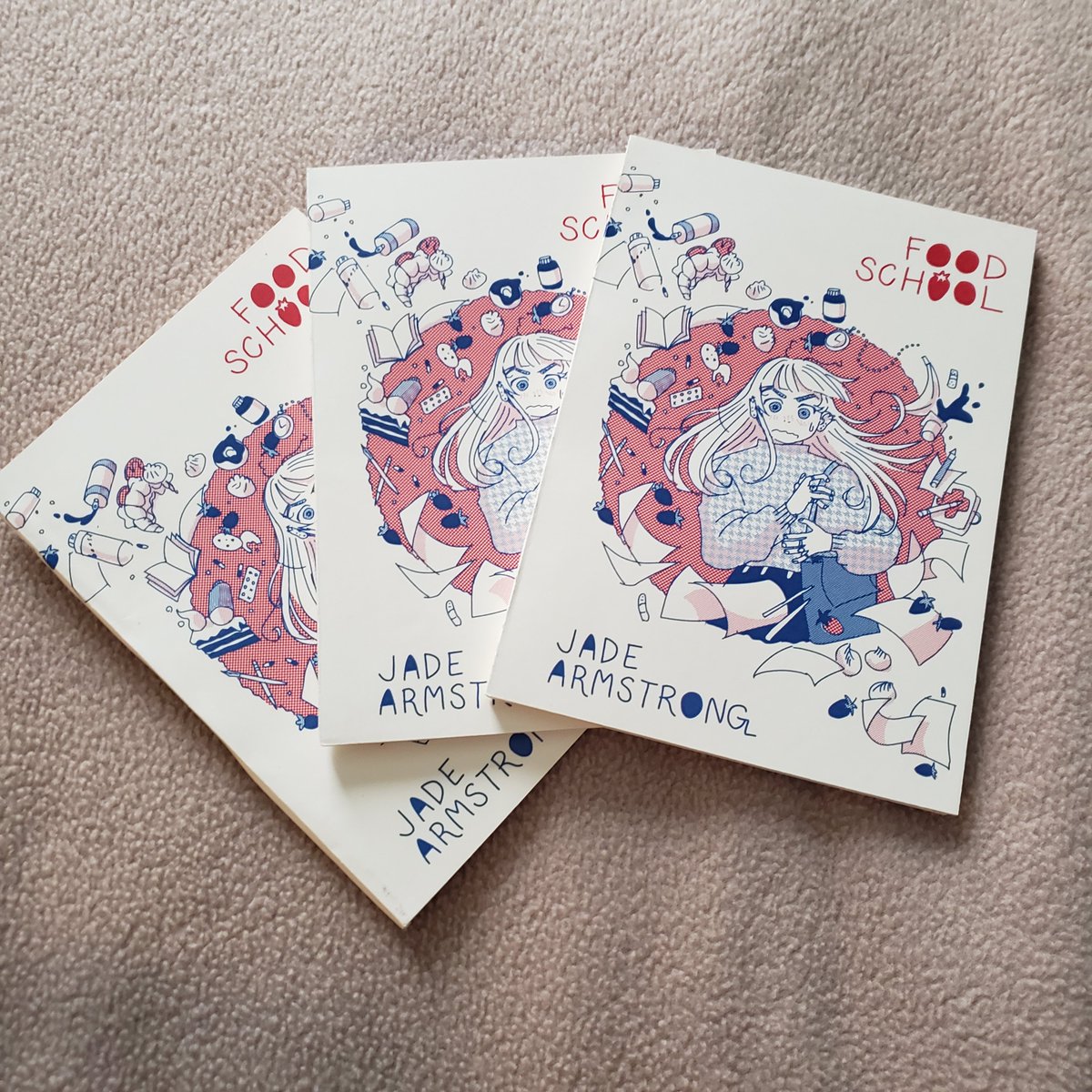 yes, the rumours are true. I'll have copies of FOOD SCHOOL for #tcaf2023 !  80 pages, blue riso, imperfectly perfect bound by hand.🌻