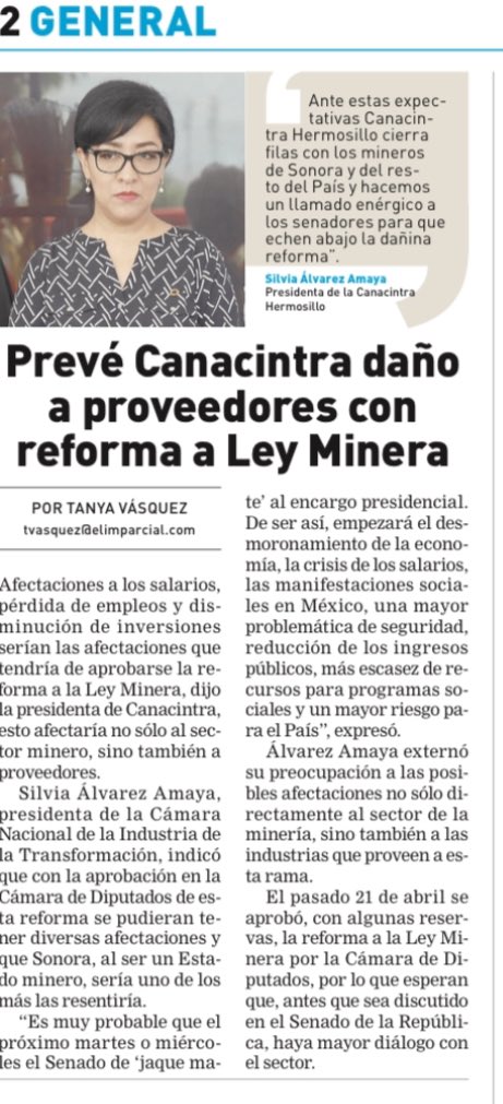 AIMMGMSonora's tweet image. Prevé  @CanacintraHmo afectaciones  en #Sonora con nueva Ley Minera,  no solo al sector minero sino también a industrias que proveen a esta rama
#SinMinasNoHayVida #MineríaEsVida 
@Ramonlunas @AIMMGM_Nacional @ClusterDeSonora @AMSACSONORA @WimMexico @mineriasonora21