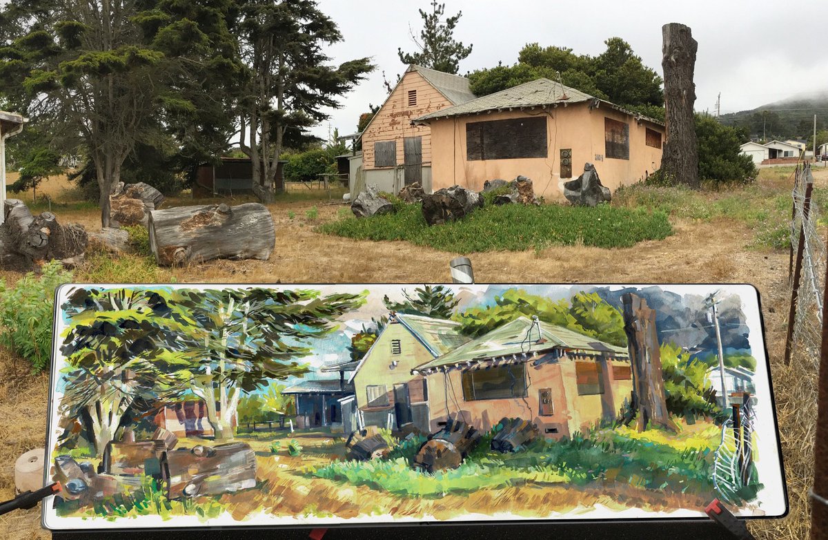 garygeraths's tweet image. Out and about the seacoast around Morro Bay on the California Central Coast. Never thought I would be out painting crashing ocean waves and fishing trawlers…ahhhh…the evolution of an artist. Gouache in some sketchbooks #Pleinairpril