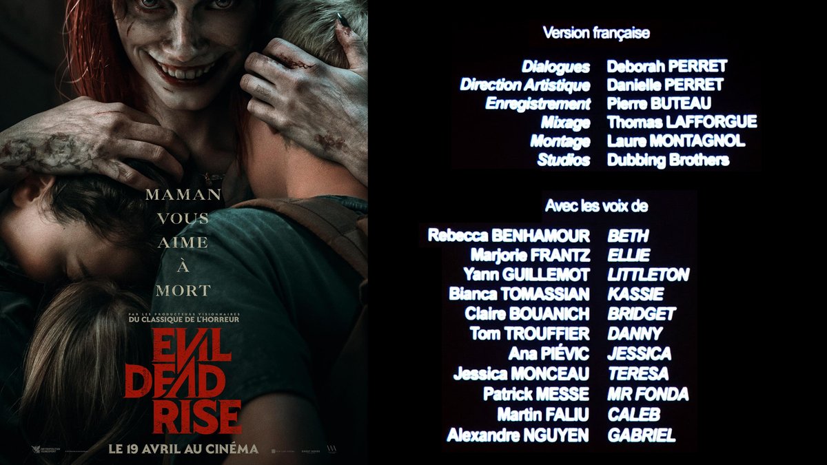 Carton de doublage du film "Evil Dead Rise"

Avec <a href="/BiancaTomassian/">Bianca tomassian</a> <a href="/MartinFaliu/">Martin Faliu</a> et <a href="/alexnguyen_vf/">Alexandre Nguyen</a>