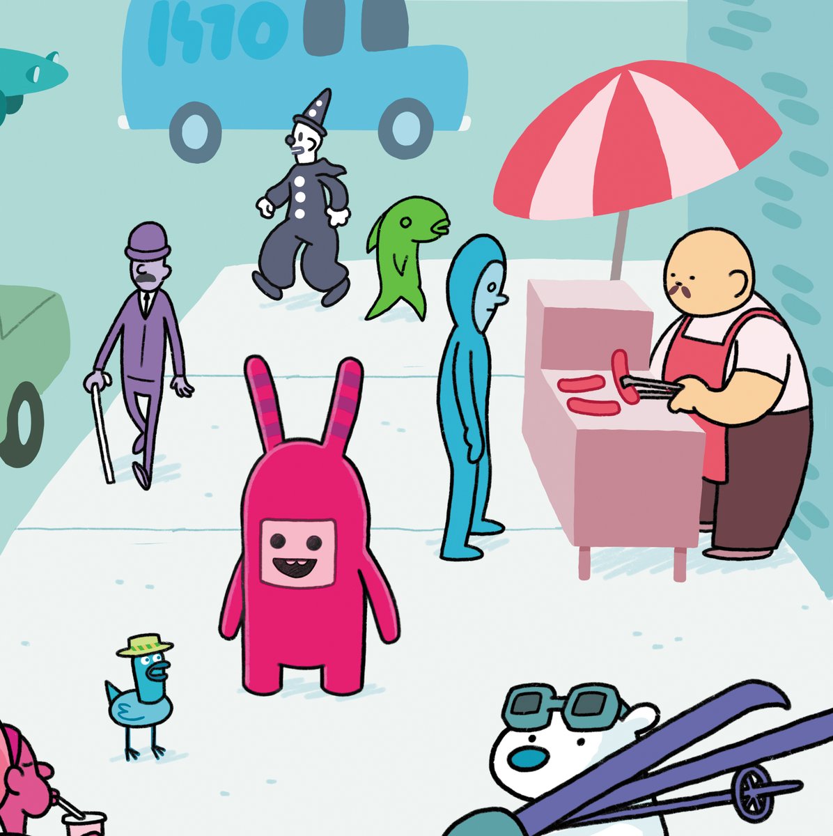 PaulGilligan10's tweet photo. Random street scene from Pluto Rocket book 2. I love populating the backgrounds with interesting characters. Point for anyone who can identify the clown near the back.
#childrensbooks #graphicnovels #kidslit #tundrabooks #penguinrandomca #penguinrandom
#plutorocket #joepidge https://t.co/3hDQNgL3dk