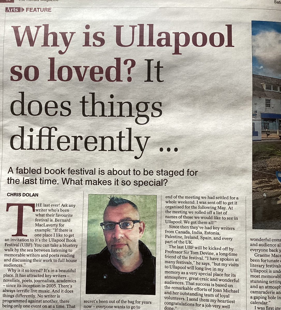 Great write-in Saturday’s <a href="/heraldscotland/">The Herald</a> . Our final festival on 5-6 May. Tickets from ullapoolbookfestival.co.uk/2023-tickets/