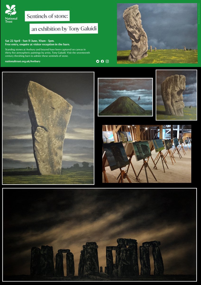 My  Avebury exhibition is now open.  Entry is free  and all proceeds to the Hope animal sanctuary. Open every day between  10am and 5pm.  If you can't make it to Avebury, most of the paintings are on my website  tonygaluidiart.com

#StandingStonesSunday