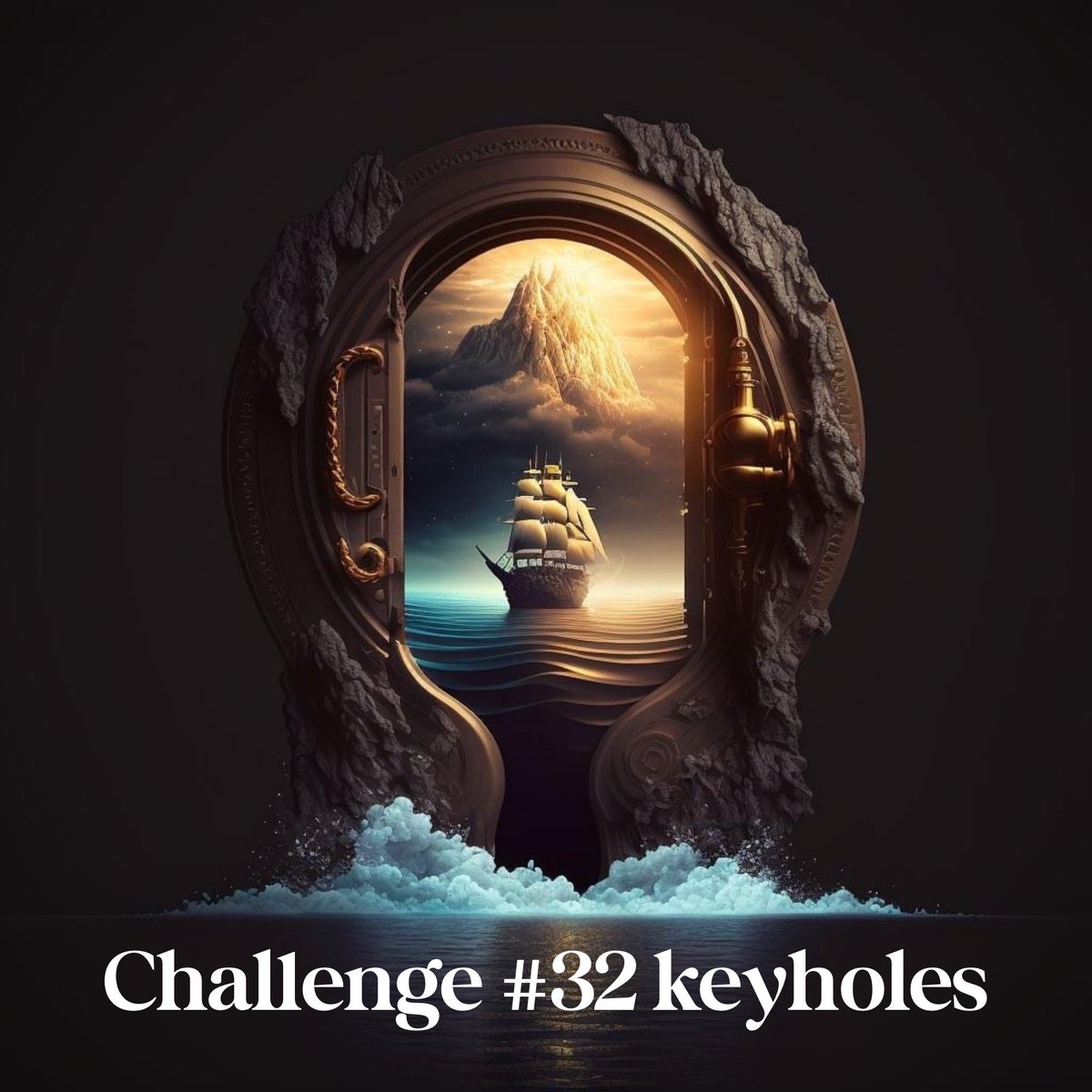 PROMPT CHALLENGE #32: KEYHOLES
 
1. I’d like to see how you interpret the phrase to come up with whatever you imagine. Please be creative! You can use any A.I. platform to create with, whether it is Adobe Firefly, MidJourney, StableDiffusion,  Bing, or others. 
2. You can share