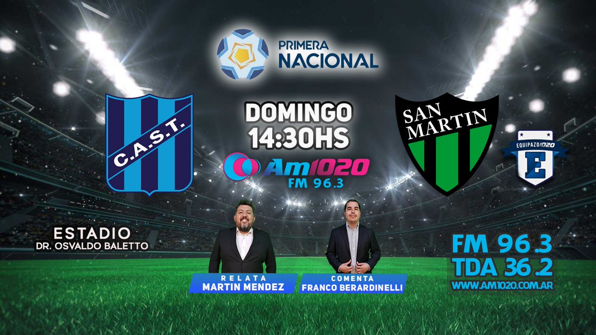 gdtoledano's tweet photo. FM96.3 📻🎙️⚽Juega @CASanMartinSJ y #equipazo lo transmite seguinos en 📱https://t.co/jvzKEILWMR 📺canal 36.2 de TdA, YouTube/ carusodeportivo 💪 https://t.co/aLViSpNAds