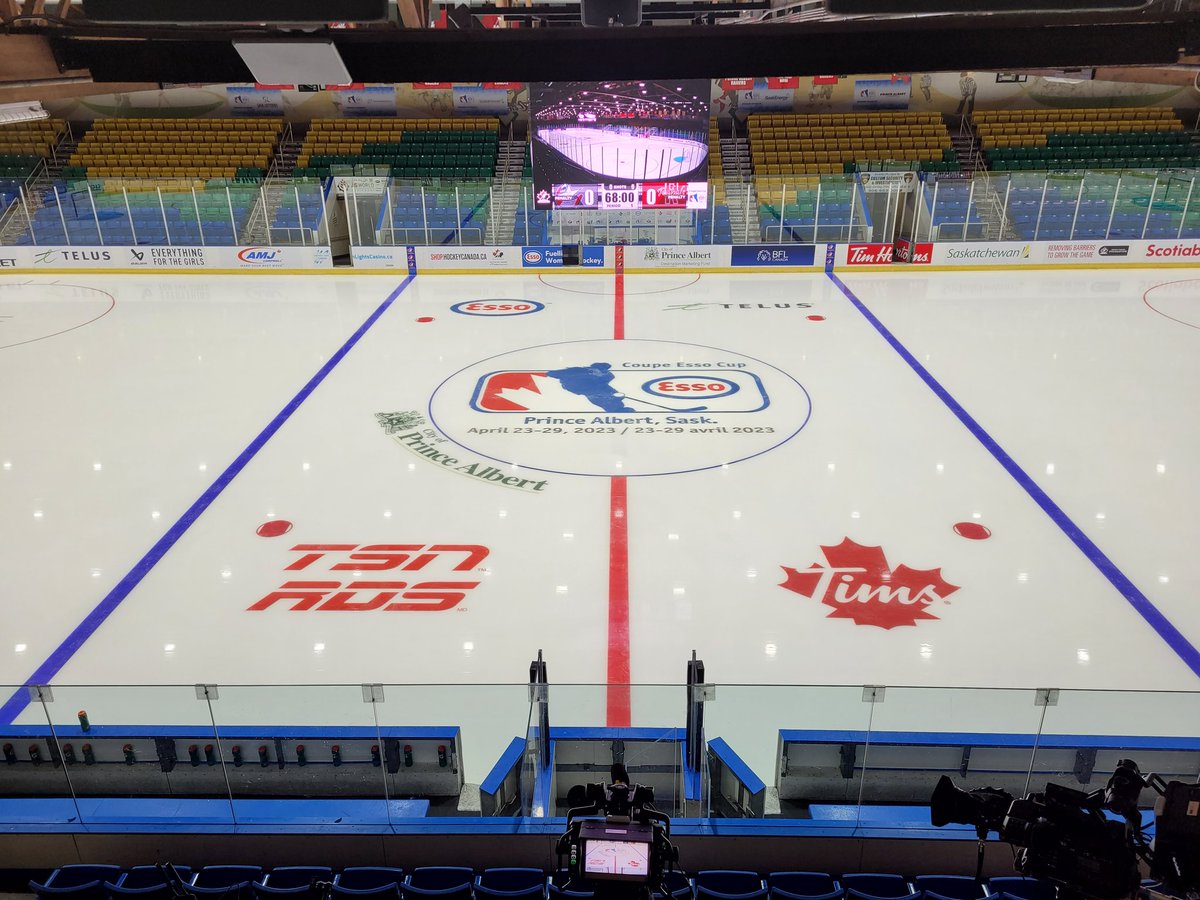 View for the next week. So excited to be part of the @HNLiveCA crew bringing you the 2023 @HockeyCanada Esso Cup in Prince Albert! There's gonna be some phenomenal hockey played - and it's always nice to be back in Sask - join us for all the action!

#EssoCup #CoupeEsso