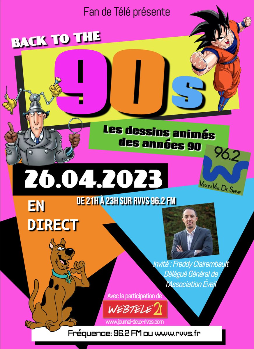 Yo les potos, ça baigne?
J'espère que vous avez passé un bon dimanche?
Nous serons enfin de retour après 3 semaines de repos. C'est le 4ème RDV de " Fan de télé " Spéciale années 90 avec pour thème " Les dessins animés des années 90 ".
On vous attend ce mercredi 26 Avril à 21h