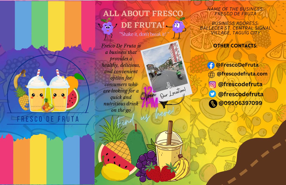 frescodefruta's tweet photo. Get your daily dose of fruitliciousness! Follow us thru our social media accounts for the latest updates on our fruity shakes and find us at Ballecer st. Central Signal Village, Taguig City #ShakeUpYourDay #FruitShakeGoals
#frescodefruta
#shakeitdontbreakit https://t.co/bW7raN8Cne