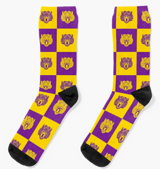 MascotDesigns1's tweet photo. thanks to the purple and gold TIGER fan who bought a pair of socks 🐯💜💛

https://t.co/1GhDD8Ilv0

#BuyIntoArt #Tigers #GeauxTigers #GoTigers #LSU #LouisianaState #LaState #Sewanee #OuachitaBaptist #OBU #TrinityDC #Benedict #OlivetNazarene #ONU #deadbubble https://t.co/f0jMOGWIh2