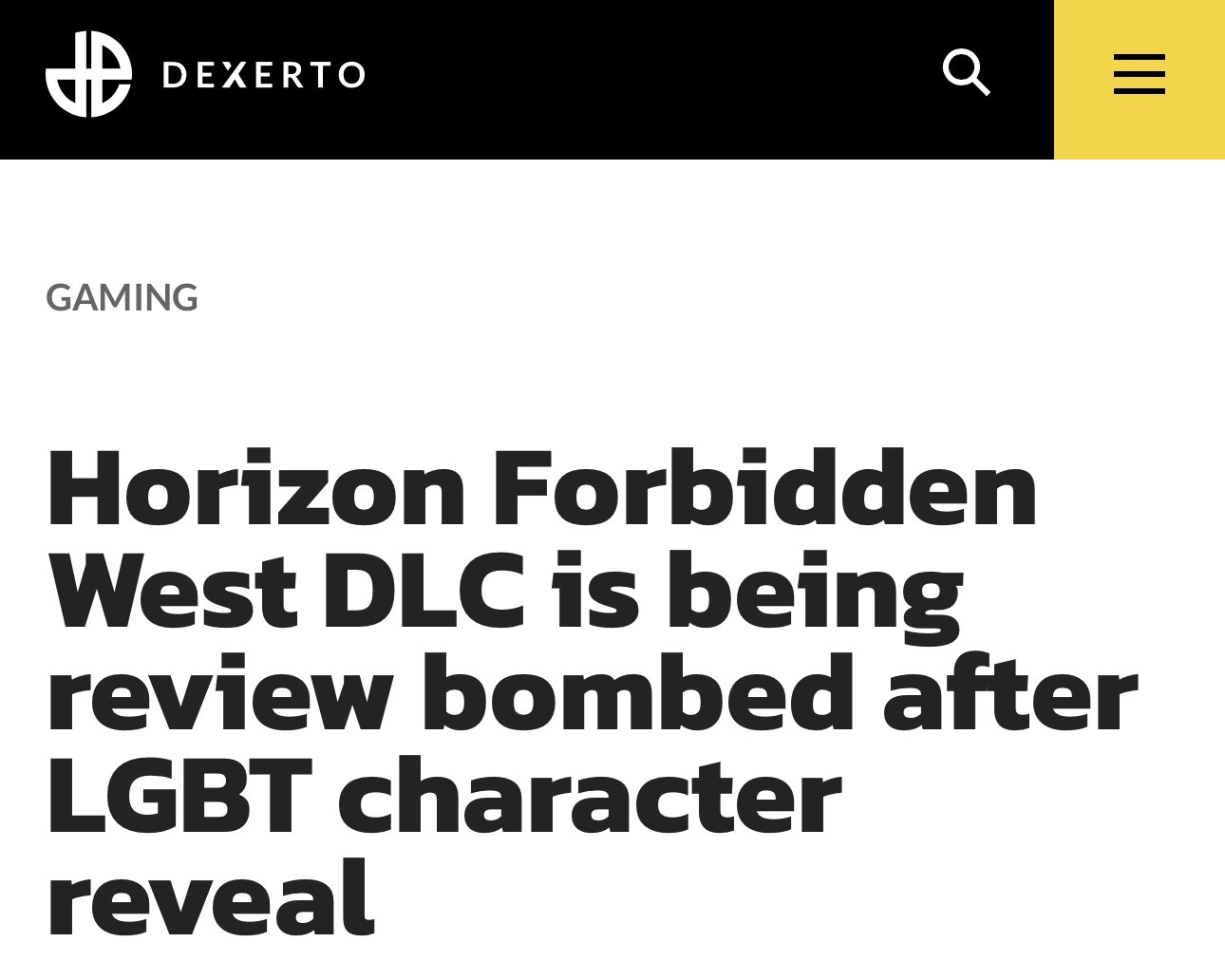 Horizon Forbidden West DLC is being review bombed after LGBT character  reveal - Dexerto