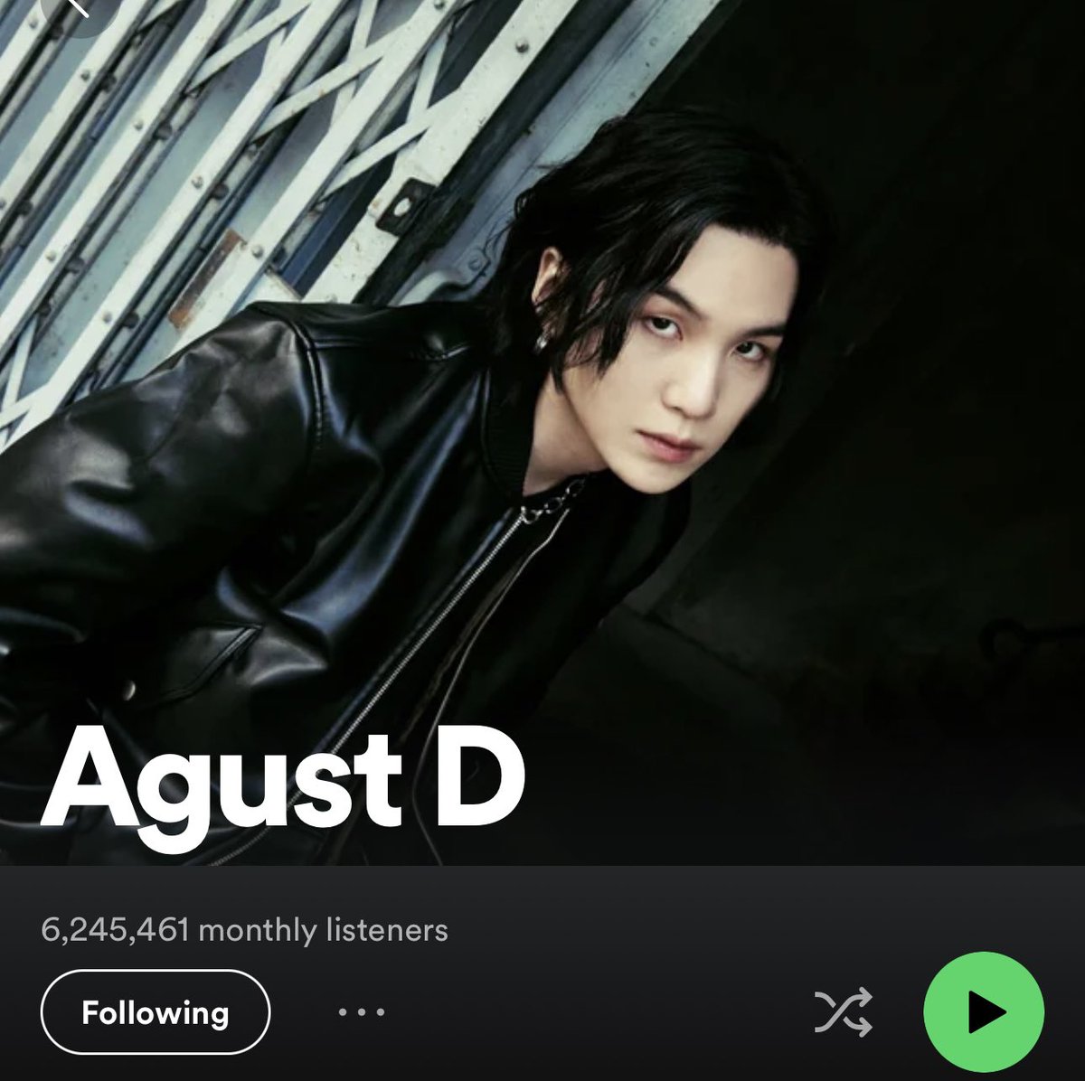 charts_k's tweet photo. Agust D has surpassed 6 million monthly listeners on Spotify for the first time!    

6,245,461 (+287,124) *NEW PEAK* https://t.co/cSYGCLntq0