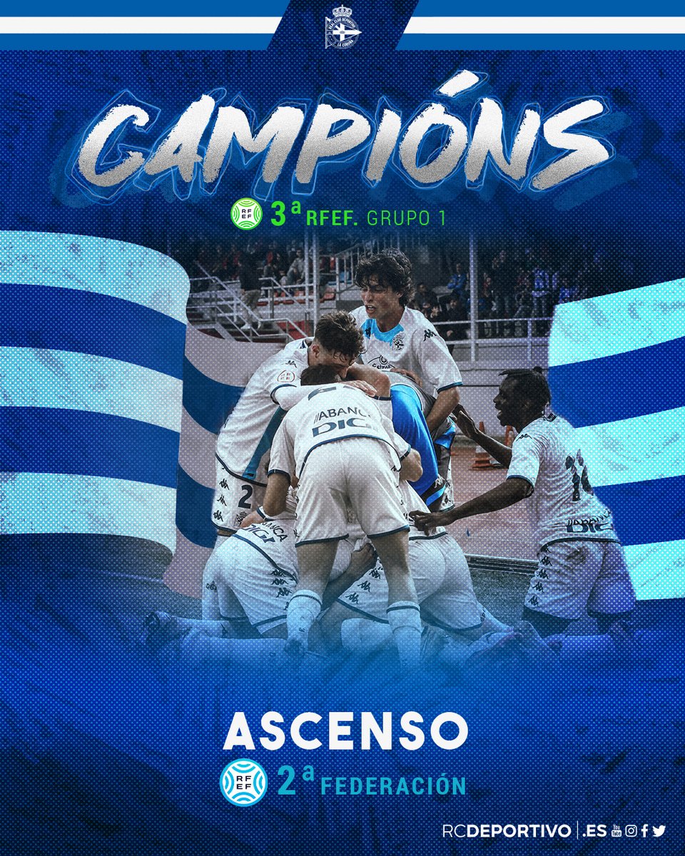 🥇 O FABRIL, CAMPIÓN DO GRUPO 1º DE #TERCERAFEDERACIÓN, ASCENSO DIRECTO A #SEGUNDA FEDERACIÓN!

Parabéns rapaces! 💪🏽 Orgullosos d #anosacanteira 💙 #onosocompromiso

rcdeportivo.es/gl/noticia/cam…