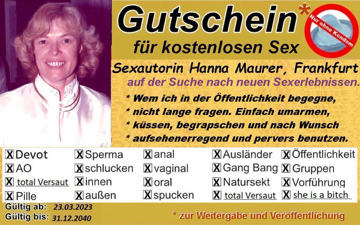 GustavWalter's tweet photo. Hanna, oh @hanna676x schon wieder ein neuer #Gutschein, mit dem du dich anbietest. Wie schamlos du geworden bist, machst du ja auch immer wieder mit deinen Sexgeschichten öffentlich. Wie gerne würde ich zusehen, wenn du von perversen Typen benutzt wirst. 
#Gutscheine retweeten!! https://t.co/O1mqI7rOJr