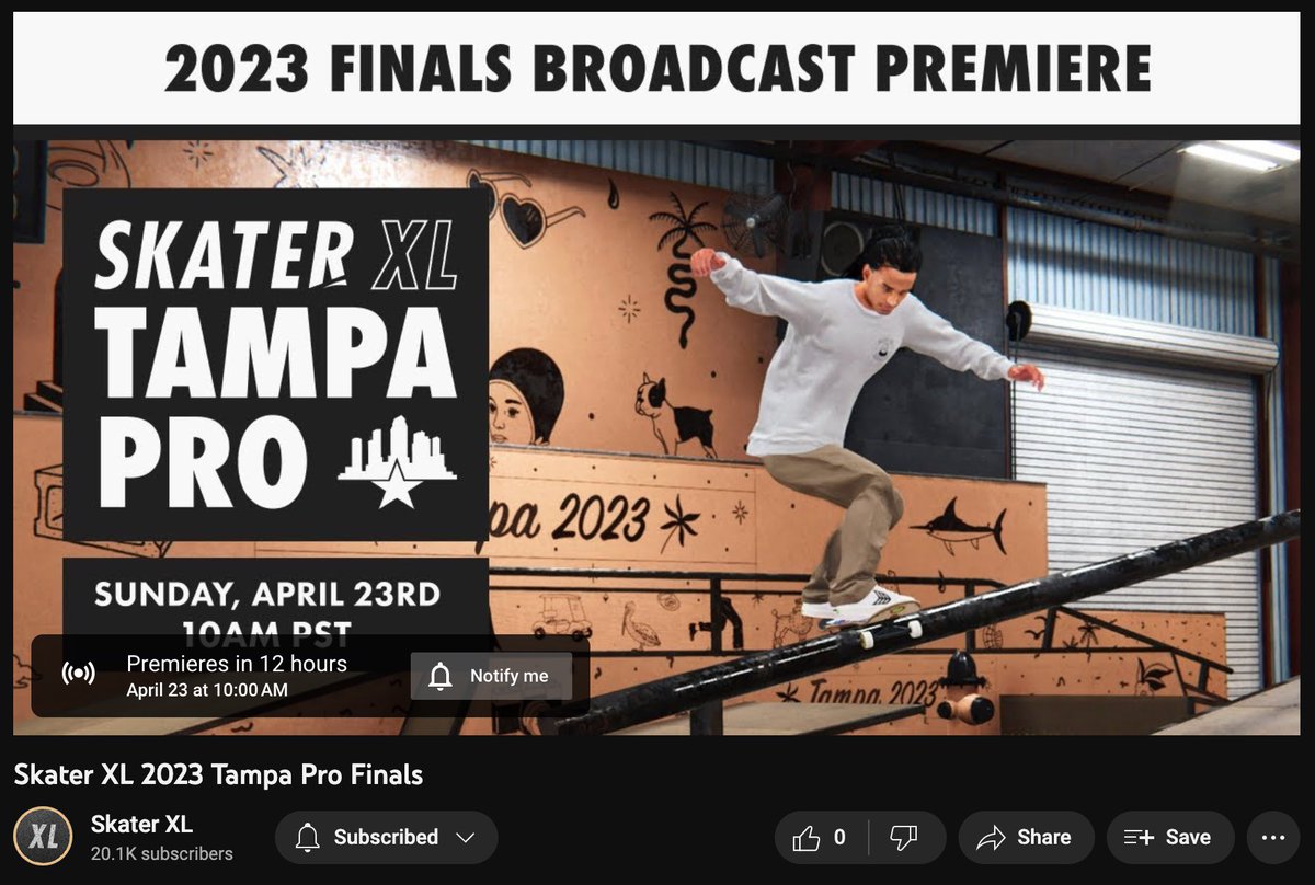 2023 Tampa Pro Finals Premiere is live 👉 youtu.be/agWhpMHxWC0