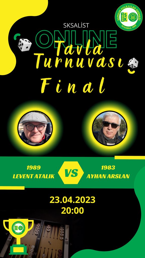 sksalist's tweet photo. FİNAL heyecanı başlıyor!🍀🎲
Final maçını canlı izlemek için;

https://t.co/Mh7SMRkD7H https://t.co/md4ldWkhJN