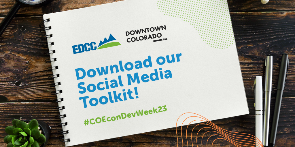 EDCofCO's tweet image. We want to hear your Econ Dev success stories! 

Don&apos;t know how to promote #COEconDevWeek2023? Download our media toolkit for example captions, the theme, and EDCC’s social media strategy! Click to learn more: hubs.la/Q01L-NPd0

#EconDevCO #COEconDevWeek23 #EconDevWeek23