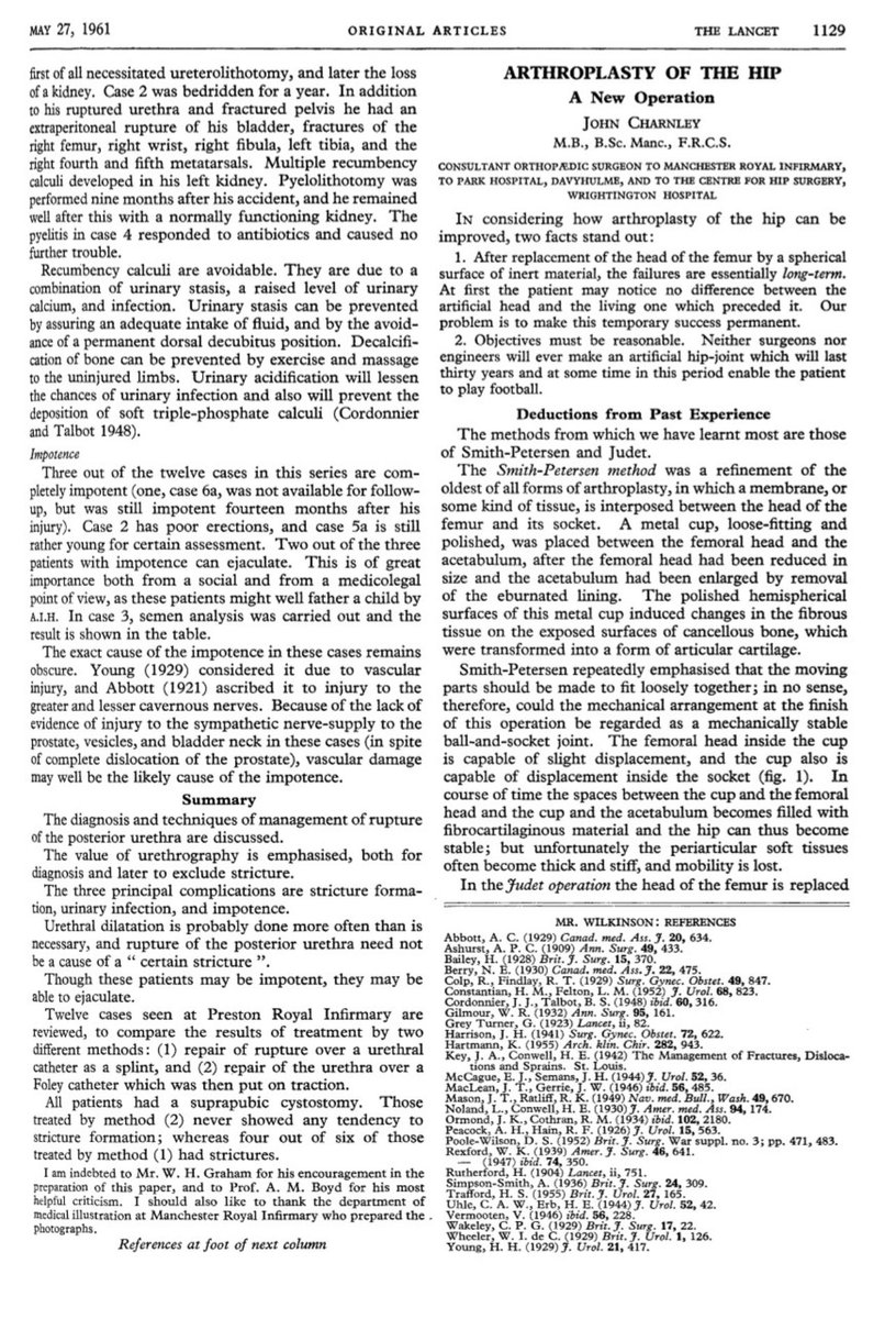 MoAImam's tweet photo. Here is the original 1961 publication by John Charnley published in @TheLancet .....a monumental piece of arthroplasty history. The Charley Hip replacement from @wrightington16 #orthotwitter https://t.co/3HWap6IhwX