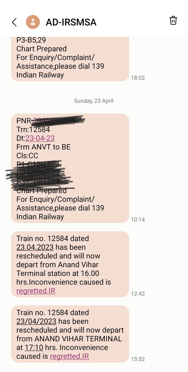 roxycrime's tweet photo. @RailMinIndia 
Today my train got delayed by 6 hours.
My concern is not about the delay, it happens. But about the misinformation spread by Railways.
#asuvidhakeliyekoikhednhihai
#lyingindianrailways https://t.co/VQAswltS3C