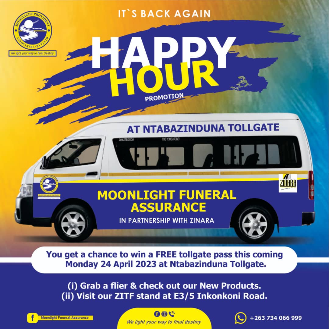 zinaraZW's tweet photo. ZINARA Happy Hour Promotion!

Check out the Moonlight team at our Ntabazinduna tollgate tomorrow as you drive to ZITF and win a free tollgate pass plus exciting prizes.
#happyhourpromotion
#safetravels https://t.co/IEl8IUdMty