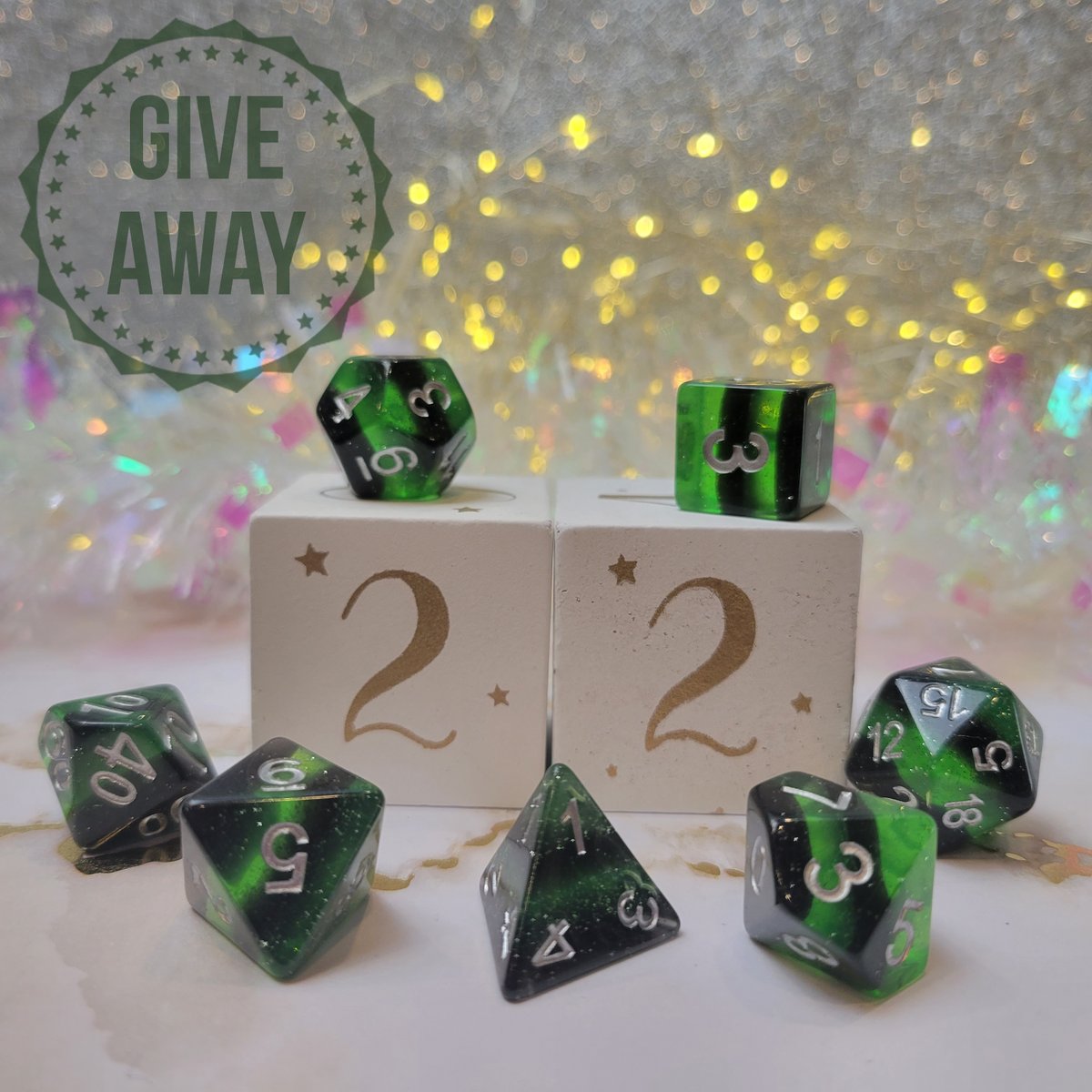 We're giving away a set of wicked today, green and stripey perfection. We'll be giving away a set every day until our Dice Advent Calendar Kickstarter launch on May 15th! To Enter: 1. Follow us 2. Like this post and comment with your favorite green food! 3. Bonus entry:share this