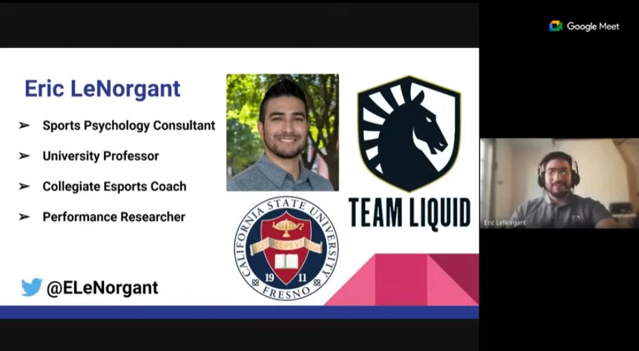 Estamos tendo nossa última palestra com o <a href="/ELeNorgant/">Eric LeNorgant</a>!

Uma palestra sobre a atuação da Psicologia dos Esportes Eletrônicos internacionalmente.