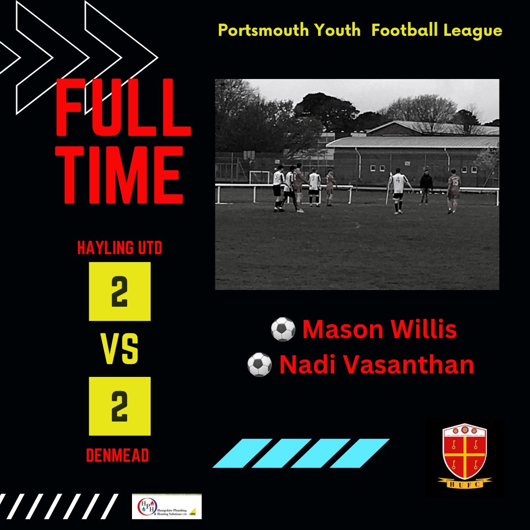 hayling_s's tweet photo. Todays result

Hayling Utd 2-2 Denmead

⚽️ Mason Willis
⚽️ Nadi Vasanthan

A difficult day for the Humbugs as they were held at home against Denmead. With one game to go it is now back into the hands of Locksheath but they will fight to the end.

🐜🐜🐜🐜 https://t.co/s9FZycf6RA