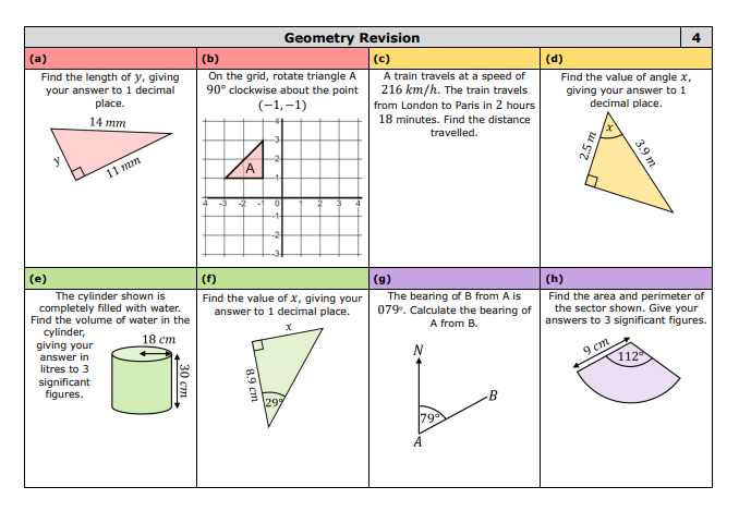 Next up - six GEOMETRY revision grids, grids 1 to 6 in order of increasing difficulty. Hopefully one question on each objective/skill, and I've been using these with students to identify gaps (sometimes they don't know what they don't know!) #mathschat #mathsTLP