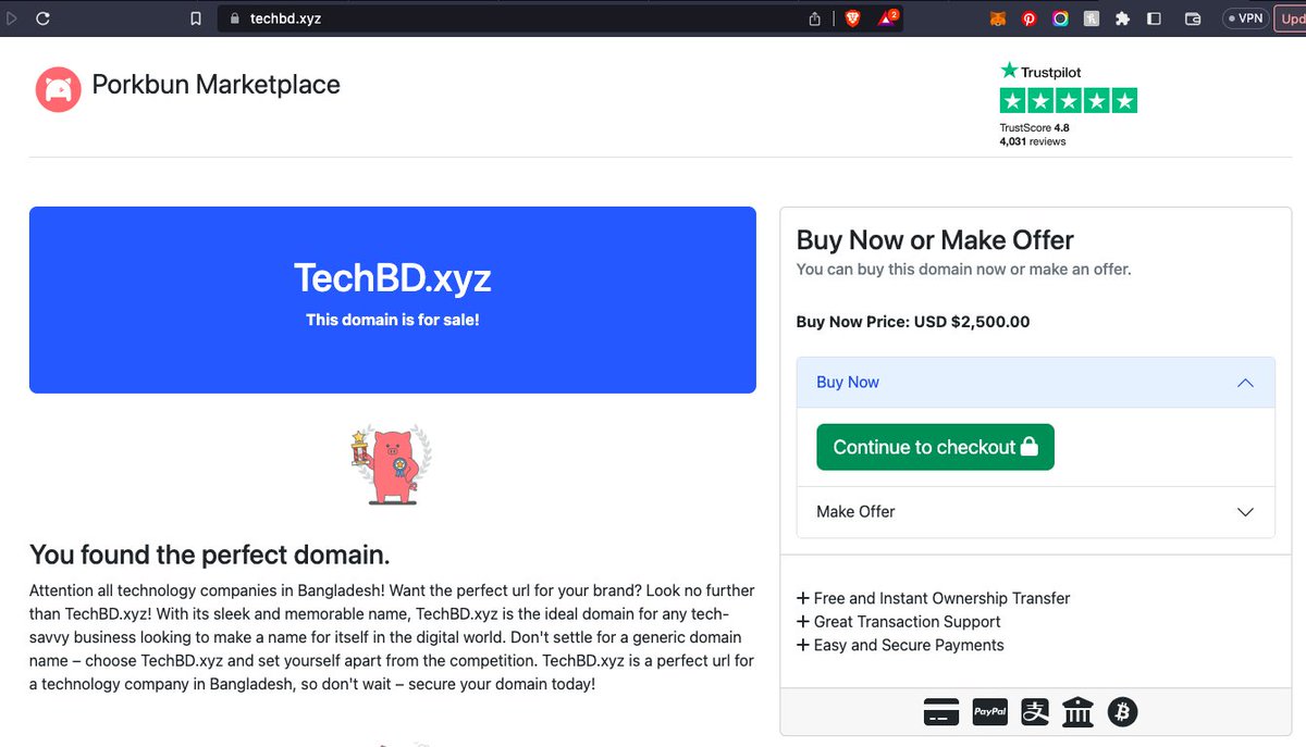 chrisdomains's tweet photo. Ok, you gotta tell it the right thing 😉 @Porkbun 🐷

https://t.co/2N08tV0X79 is the perfect URL for a technology company in Bangladesh ⭐️🇧🇩

#ai #gpt #chatgpt #domain #domains #bangladesh #tech #technology #techbd #xyz #entrepreneurlife https://t.co/CubfruZrJm