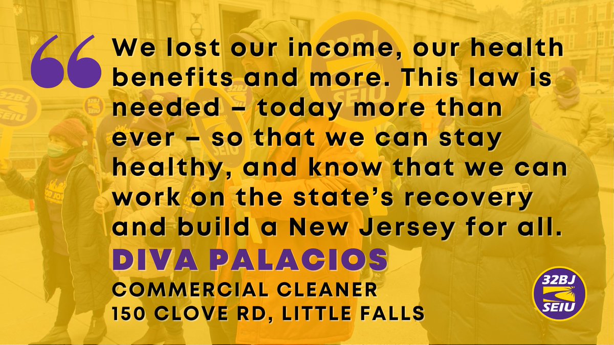 32BJNewJersey's tweet photo. Diva and her coworkers worked hard during the pandemic to keep their building clean and residents safe. But last year, the contract changed hands and the new employers were instructed not to hire the terminated workers. Workers like Diva need #WorkerRetention (S2389/A4682)! https://t.co/cEUqyptWTF