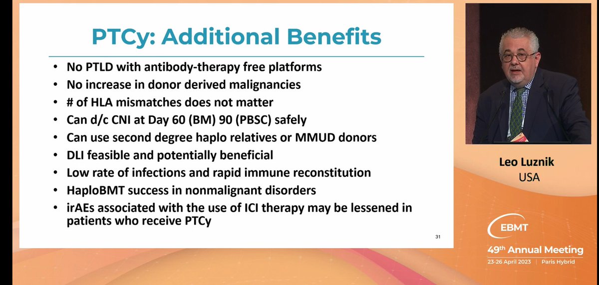 gvhd_hub's tweet photo. CONGRESS #EBMT23 | Leo Luznik @HopkinsMedicine presents the keynote lecture on PTCy during the opening ceremony of EBMT23. He talks through the the history of the use of PTCy then addresses the current unknowns and future frontiers #bmtsm #GvHD https://t.co/eSyI5ZiDEG