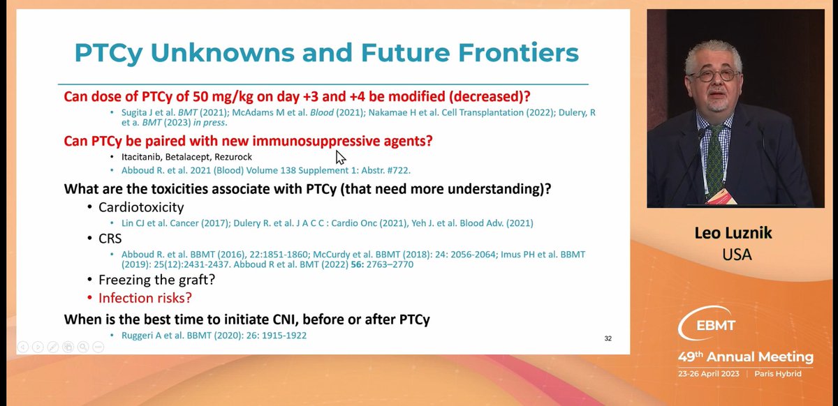 gvhd_hub's tweet photo. CONGRESS #EBMT23 | Leo Luznik @HopkinsMedicine presents the keynote lecture on PTCy during the opening ceremony of EBMT23. He talks through the the history of the use of PTCy then addresses the current unknowns and future frontiers #bmtsm #GvHD https://t.co/eSyI5ZiDEG