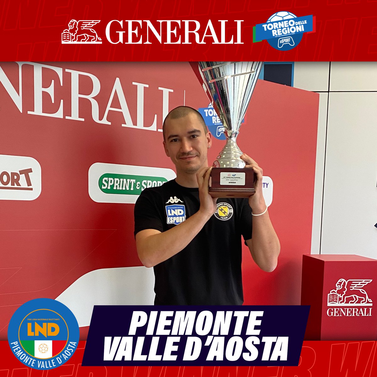 🏆 Il Piemonte Valle d’Aosta vince il 1º Torneo delle Regioni <a href="/GeneraliItalia/">GENERALI ITALIA</a>! 

🥇 Il team capitanato da <a href="/IlPiatto87/">APiatto87</a> batte in finale il Lazio 2-1.

👏 Complimenti ai vincitori e agli altri 7 Comitati Regionali che hanno partecipato. 

#LNDeSport