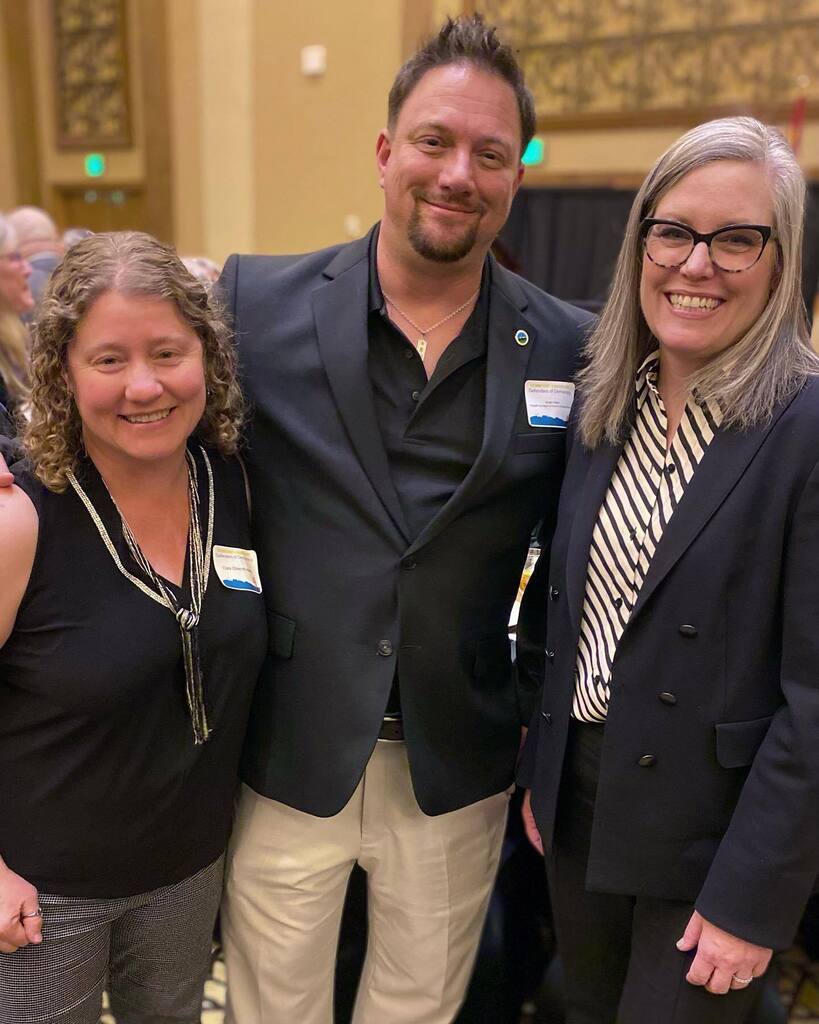 Laustinspace's tweet photo. Election matter. Sometimes they’re tectonic. Here’s AZ Governor Katie Hobbs with two of the 17,116 voters who helped her reshape #Arizona’s trajectory forever. Fresh off her 63rd veto after 110 days in office. Sharing #Flagstaff’s causes and concern during an evening of cele… https://t.co/5aKSAfjrOx