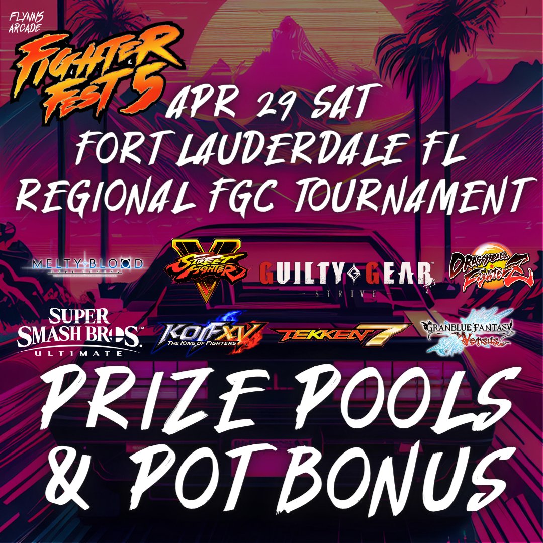 jakejameslugo's tweet photo. For everyone that's into #cosplay and gaming stuff, you'll want to check out the cosplay contest going on that day. Details on the website. https://t.co/iOb8rweROK
Plus the fighting game tournaments with prize pots and much more! See you all there! @Flynnsgamingfl #FighterFest https://t.co/97oYAwSDnq