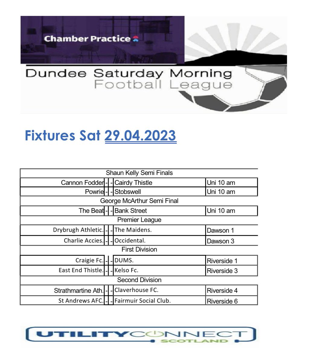 Dundee Saturday Morning Football League on Twitter "Wednesday 26th and